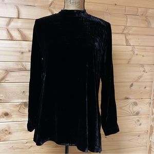 Eileen fisher mock neck velvet top XS NWOT black